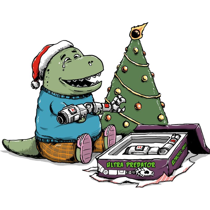 Boy's Design By Humans T-rex Christmas Gift By pigboom T-Shirt, 2 of 4