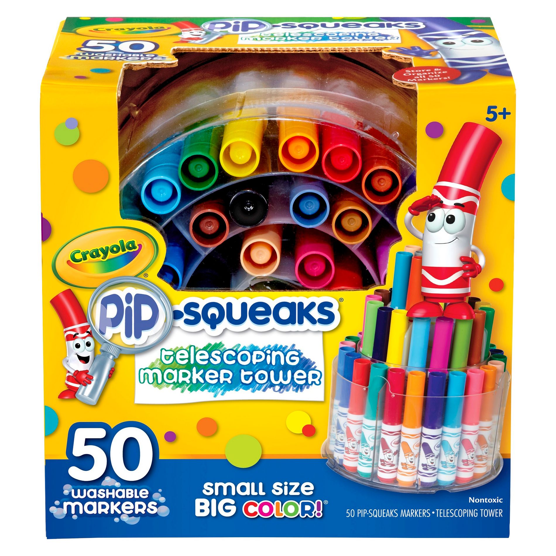 Crayola 50ct Pip Squeaks Marker Set: Washable Bold Point Art Markers, Multicolored, Ages 5+