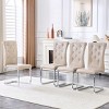 TopComfy Accent Chairs Set Of 4 Retro Alligator Skin Upholstered Dining Chairs Faux Leather Design For Dining Room, Beige, 16.4"*22.4"*39.6" - 2 of 4