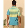 INSPIRE CHIC Men's Patchwork Striped Chest Pocket Color Block Short Sleeve Hawaiian Shirt - 3 of 4