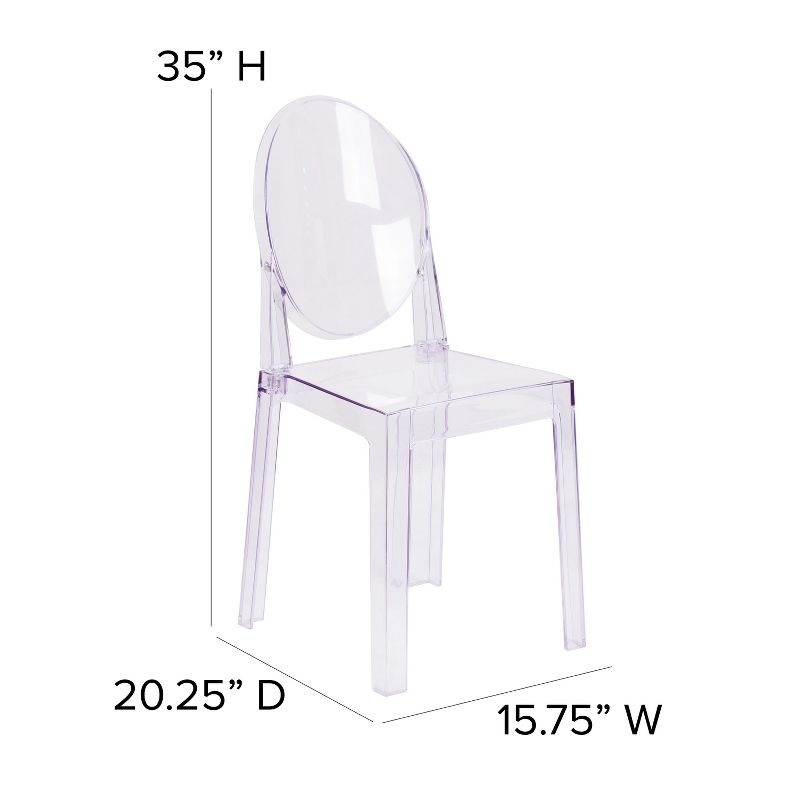 Emma and Oliver 4 Pack Ghost Chair with Oval Back in Transparent Crystal - Wedding Chairs, 5 of 12
