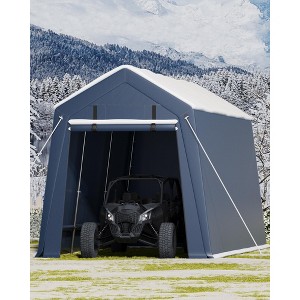 7x15FT Outdoor Storage Shed,Portable Carport with Roll-up Zipper Door and Windows,Waterproof,Storage Sheds for Motorcycle,Bike,Firewood,Garden Tools - 1 of 4
