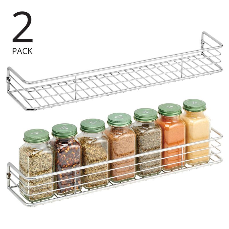 mDesign Metal Wire Kitchen Wall Mount Spice Rack Shelf, 16", 2 of 10