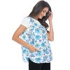 Casual Nights Women's Snap Front Smock Cobbler Woven Scrub Apron with Pockets - Blue Butterfly - 3X-Large - 2 of 4