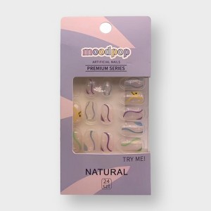 moodpop Press On Nails - Premium Artificial Fake Nails Series, Fun Clear Painted Nails - 24-piece Set With Durable Adhesive Tabs - 1 of 4