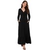 Coolmee Women Spring Fall Maxi Dress Long Sleeve V Neck Casual Flowy Pleated Ruffle Long Dress with Pockets - 3 of 4