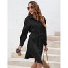 Clearlove Women's Satin Shirt Dress Leopard Print Long Sleeve Button Down Dresses with Belt - 3 of 4