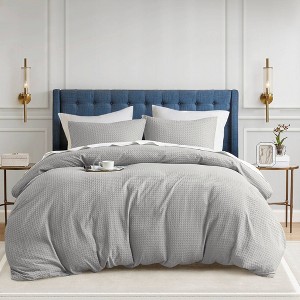 Mina Waffle Weave Textured Duvet Cover Set - 510 Design - 1 of 4