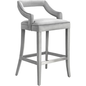 Tiffany Velvet Stool Grey Counter Height - 1 of 4