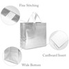 Wrapables Glossy Non-Woven Reusable Gift Bags with Handles for Weddings, Bridal Showers, Parties (Set of 8), Silver - 3 of 4