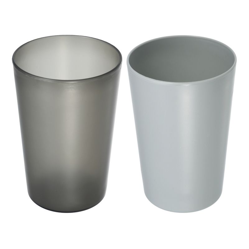 Unique Bargains Bathroom Toothbrush Cup PP Cup for Bathroom Kitchen 4.52''x3.03'' Gray Black 2pcs, 1 of 7