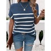 Women's Color Block Short Sleeve Sweater - Stylish Casual Knit Pullover Top with Contrast Trim - 2 of 4