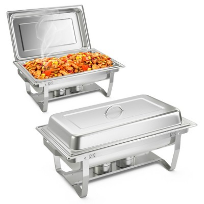 Costway Chafing Dish Buffet Set 2 Packs 9 Qt Stainless Steel Chafers ...