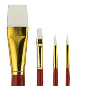 Fundamentals Short Handled Brush Set - Economical Paint Brush Set No. 16 for Beginning Artists - Basic White Watercolor Brushes in Round, Liner, - 1 of 4