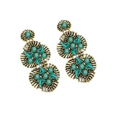 SOHI Women's Pink Stone Drop Earrings