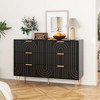 Okak 6-Drawer Dresser with Carving Design,Modern Black&Gold Geometric Dresser,Stylish Chest of Drawers,Wide Storage Cabinet with Sturdy Metal Legs - 4 of 4