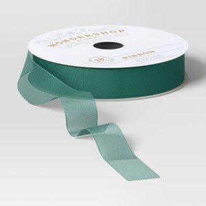 18' Christmas Fabric Ribbon Green Sheer - Wondershop™ - 1 of 3