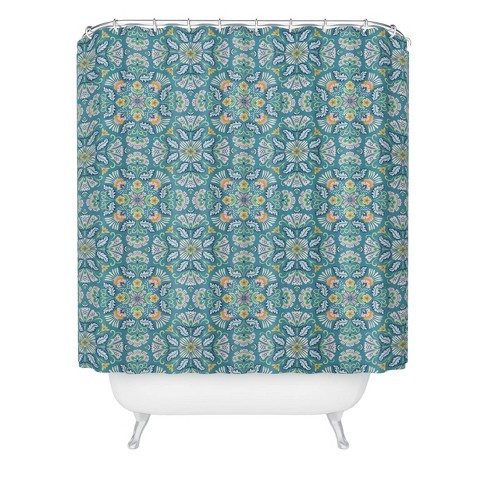 Bohemian Bloom Shower Curtain Turquoise - Deny Designs