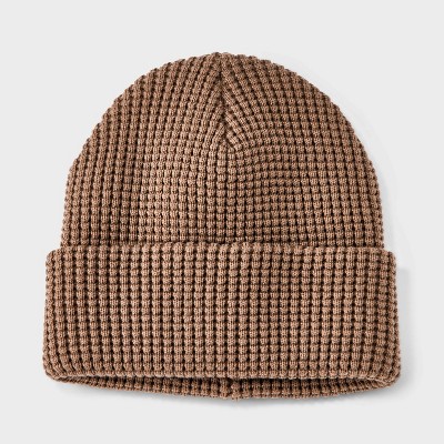 Image of Kids' Double Layer Waffle Knitted Beanie Hat - art class™ Brown