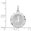 Black Bow Jewelry Sterling Silver, Sarah Collection 15mm Brocaded Disc Initial S Pendant - 4 of 4