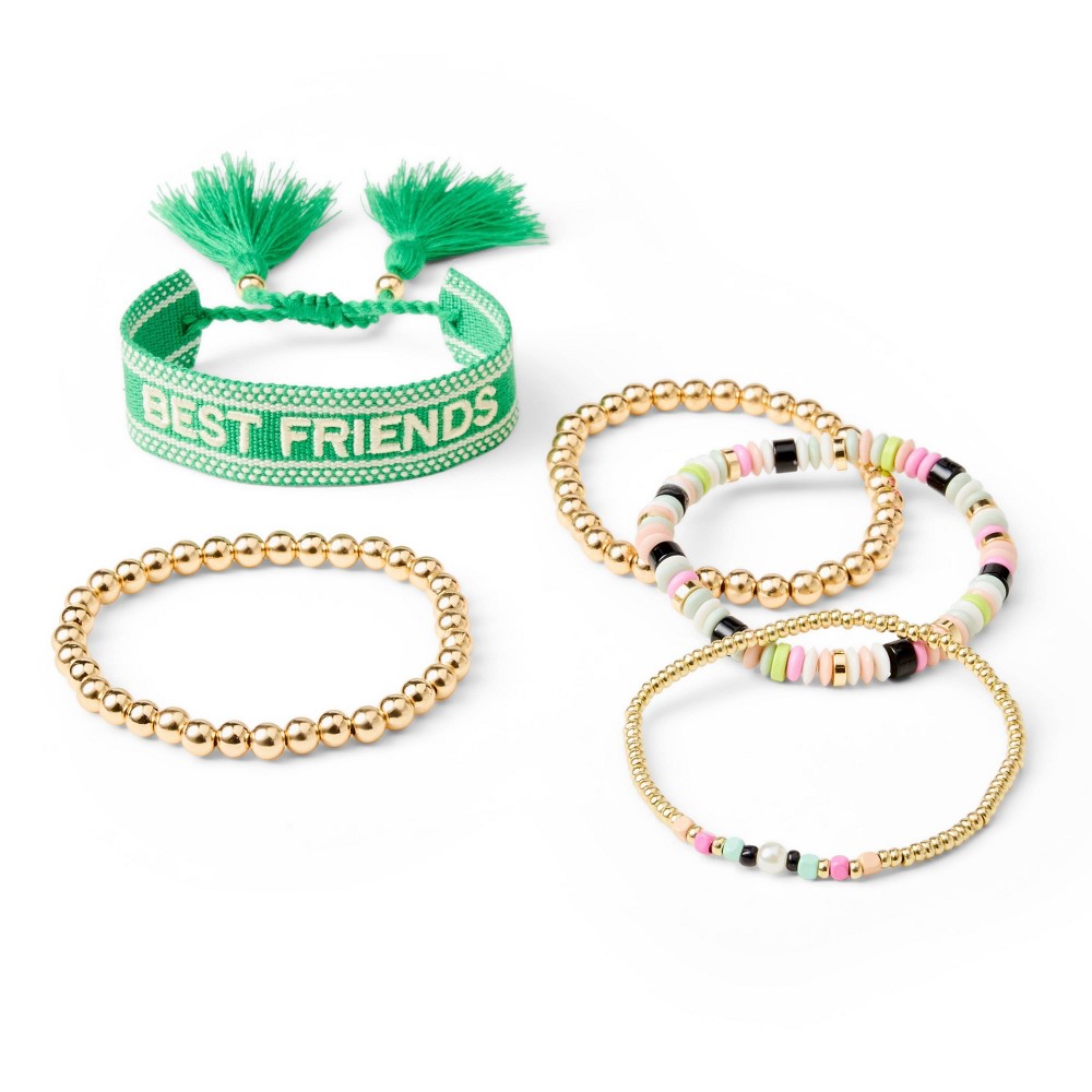 Photos - Bracelet "Best Friends" and Friendship  5pk - Green/Gold - The Cuddle Coll