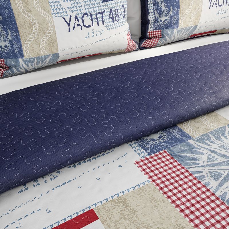 Lavish Home Quilt Set -Nautical Americana Patchwork Print All-Season Soft Microfiber Bedspread, 4 of 9