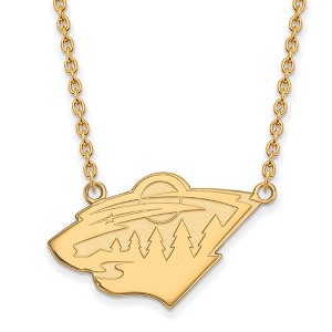 Black Bow Jewelry 14k Yellow Gold Minnesota Wild NHL Necklace 18 Inch - 1 of 4