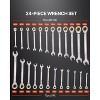 VEVOR Combination Wrench Set,24-Piece Ratcheting Wrench Set with Organizer Rack,Cr-V Steel Wrench Set SAE 1/4"to7/8",Metric 8mm to 19mm,Black&Silver - 3 of 4