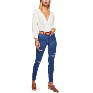 Free People Womens Destroyed Long & Lean Jeggings - 1 of 2