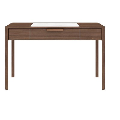 HomeRoots 47" White and Brown Marble and Wood Computer Desk