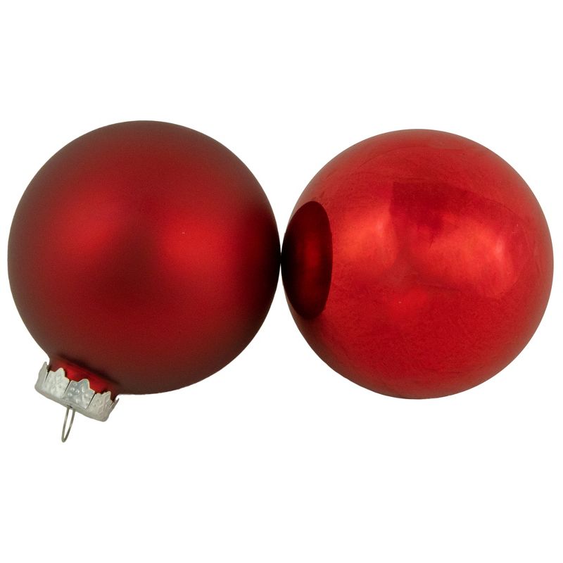 Northlight 96ct Red and White 3-Finish Christmas Glass Ball Ornaments 3.25" (80mm), 2 of 5