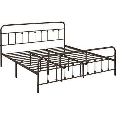 Yaheetech Iron Platform Bed Frame with High Headboard and Footboard