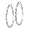 Black Bow Jewelry 3mm x 60mm 14k White Gold Textured Round Hoop Earrings - 2 of 4