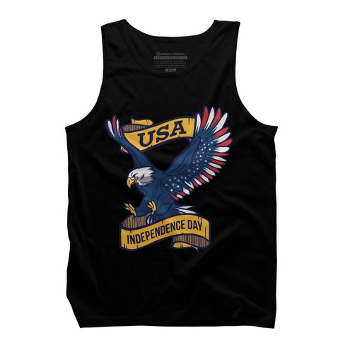 Men's Design By Humans July 4th Eagle USA Cartoon By TshirtforHumans Tank  Top - Black - 2X Large