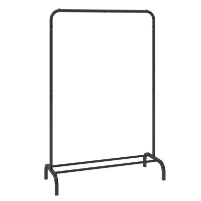 Yukimo Heavy Duty Clothes Rack - 1" Carbon Steel Frame, Hanging Rod + Bottom Storage Shelf, Anti-Slip Pads for Bedroom/Guest Room/Laundry Room