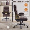 Ergonomic Leather Office Chair with PU Upholstery, 360° Swivel, Adjustable Armrests & Wheels - Comfortable Small Gaming Desk Chair - 4 of 4