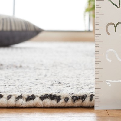 Ivory and Charcoal Wool Handmade Tufted Runner Rug, 2'-3" x 8'