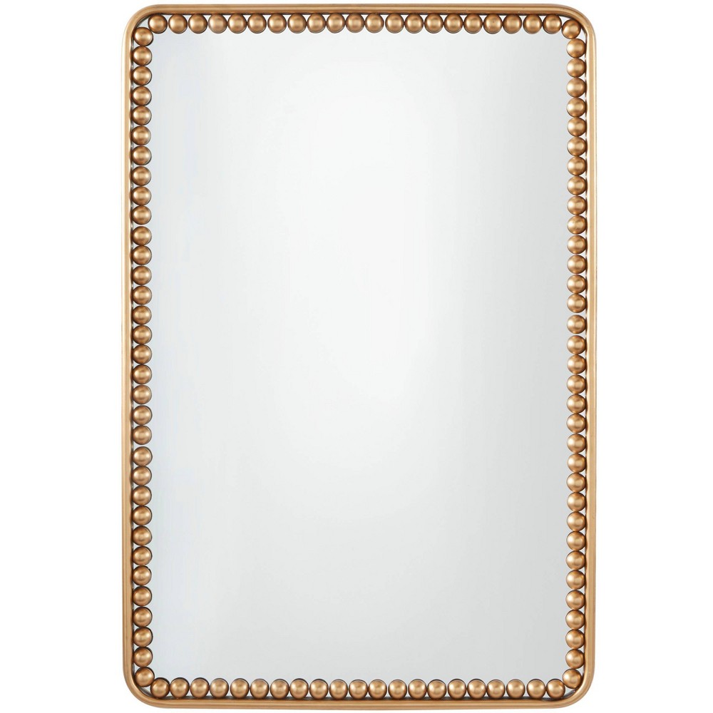Photos - Wall Mirror 36"x24" Metal  with Beaded Detailing Gold - Olivia & May