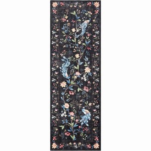 Washable Runner Rug – Floral Peacock Design, Non-Slip, Stain-Resistant Mat for Bedroom, Kitchen, Bathroom - 1 of 4