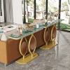 Artloge Genuine Marble Console Table Hallway Entrance Storage Gold Leaf Base GREEN - 4 of 4