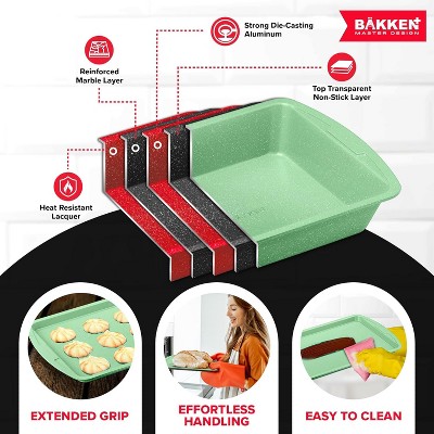 6-Piece Green Marble Nonstick Carbon Steel Bakeware Set