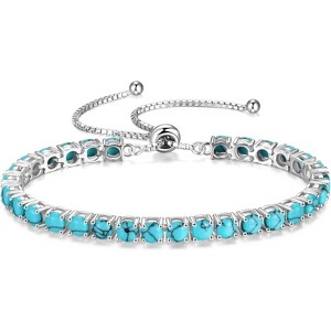 Sterling Silver Tennis Bracelet with Birthstone, Adjustable Bolo Chain Fine Jewelry, Anniversary Birthday Gift for Women - 1 of 4