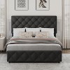 Homhougo Full Size Bed Frame with 4 Storage Drawers, Upholstered Platform Bed Frame with Adjustable Headboard, Diamond Stitched Button Tufted, Grey - 3 of 4