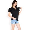 Anna-Kaci Women's Ruffle Sleeve Henley Top with Button Front Detail - 3 of 4