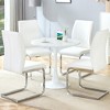 3/5 PCS Round Dining Table Set Modern Dining Set Kitchen Table Set with Upholstered Chairs, White/Black/Gray-Modernluxe - 2 of 4