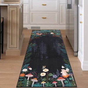 Washable Jungle Rug - Soft Non-Slip, Rabbit Squirrel Print, for Living Room, Nursery, Girls Room & More - 1 of 4