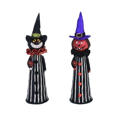 Transpac Resin 13 in. Multicolor Halloween Figurine with Hat Set of 2