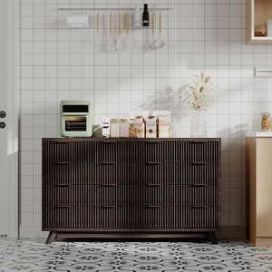 Fluted Dresser, Modern Chest of Drawers, Curved Profile Design, Wood Storage Cabinet Organizer for Bedroom Living Room Hallway - 1 of 4