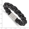 Black Bow Jewelry 12mm Stainless Steel Black & Gray Braided Leather Bracelet, 8.25 Inch - 4 of 4