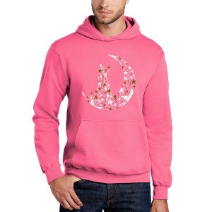 LA Pop Art Cat Sitting On Moon - Men's Word Art Hooded Sweatshirt - 1 of 4